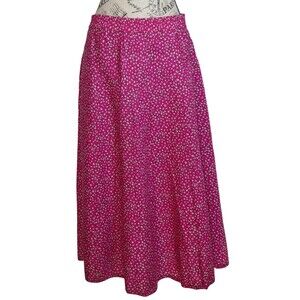 Colorayons Pink White Polka Dot Midi Skirt Size M